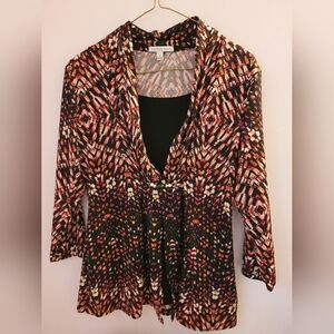 Notations Black and Red Geometric Blouse